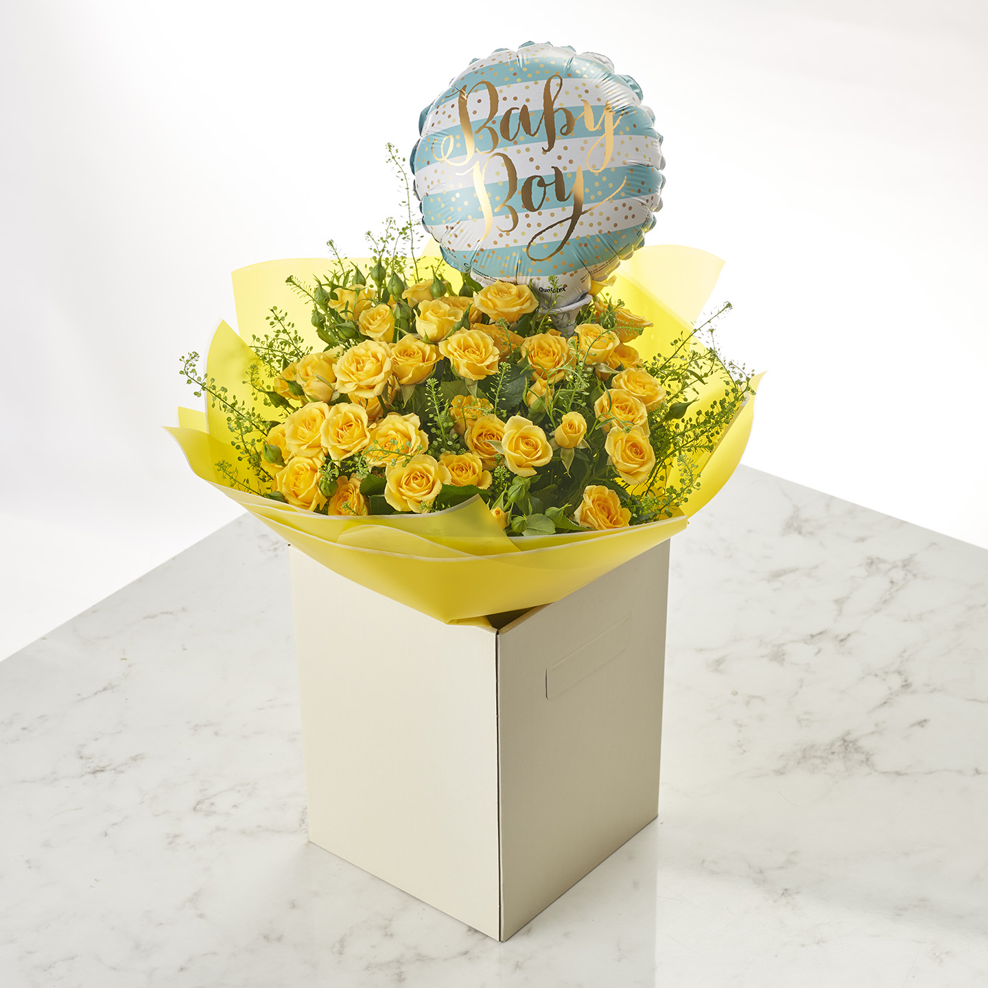 Yellow Spray Roses with Balloon